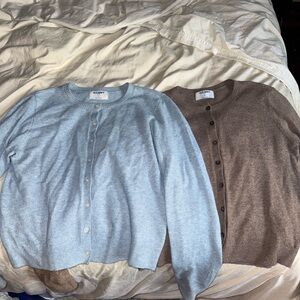 Old Navy Crewneck Button Cardigan Sweaters - Light Blue and Light Brown